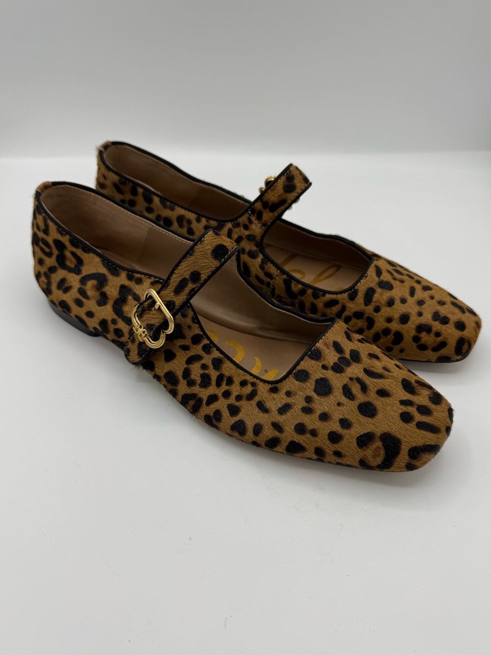 Sam Edelman Michaela Granada Tan Leopard Haircalf Mary Jane Flats Size 10